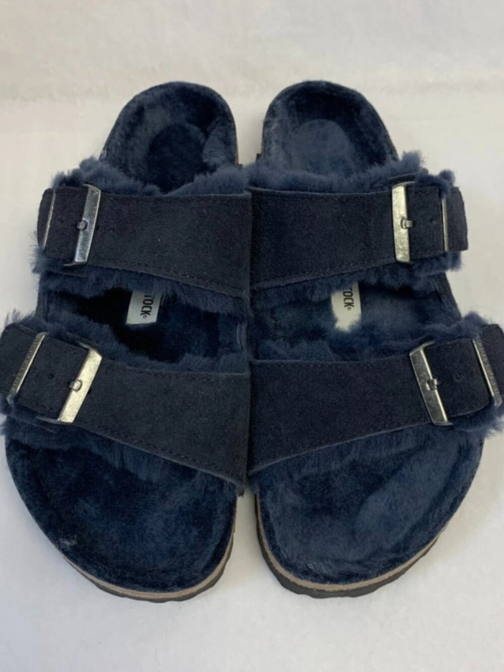 Birkenstock Arizona Shearling Midnight Suede Leather Regular Width